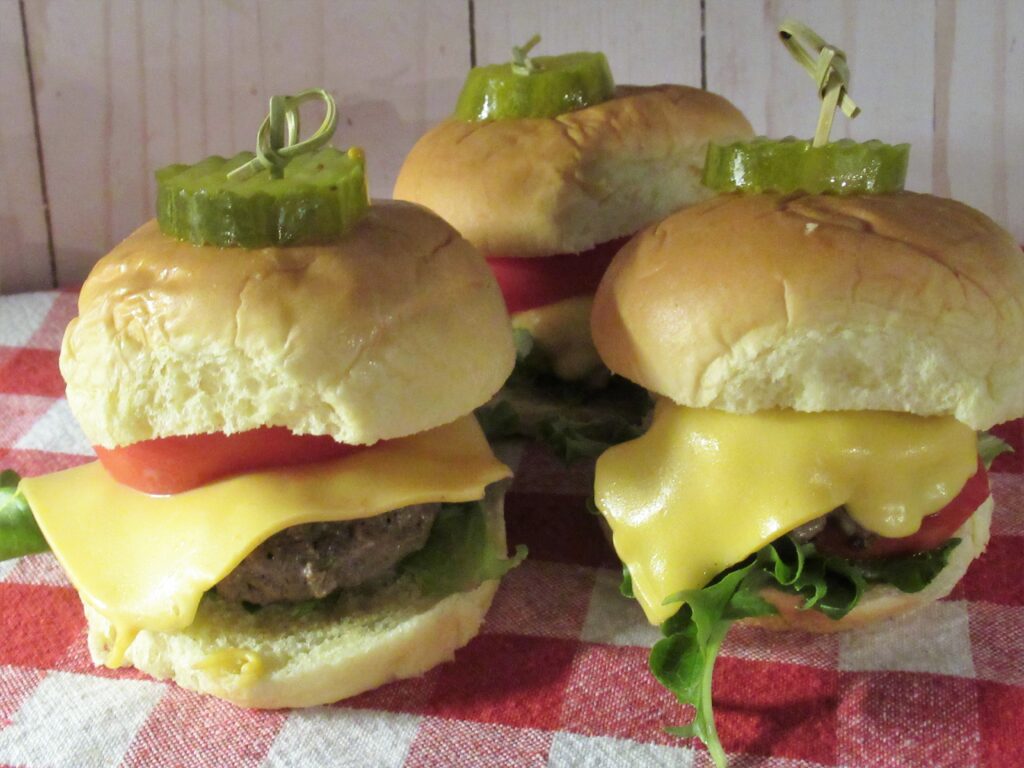 Texas Hold 'Em hamburger sliders
