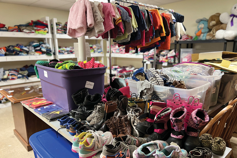 Supplies in CHIP's donation center.