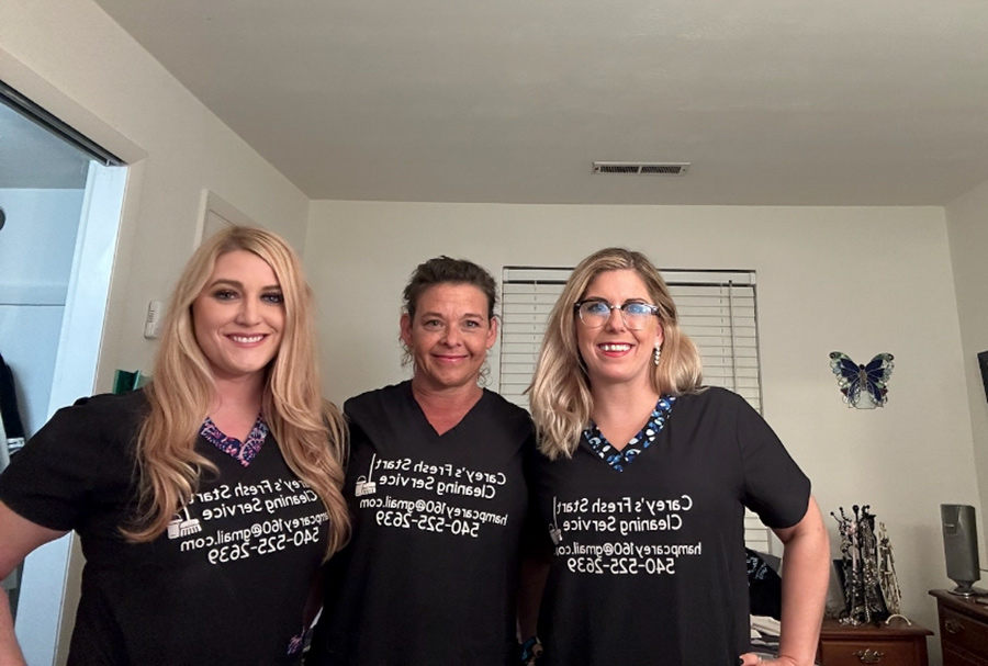 From left to right: Lindsey Williams, Carey Hampton and Cierra Kysor of Carey's Fresh Start Cleaning Service