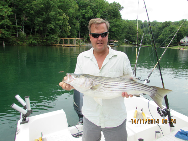 Rookie lake fisherman Steve Beyer was in the first cove east of Gills Creek Marina on the Blackwater side of Smith Mountain Lake for his catch.