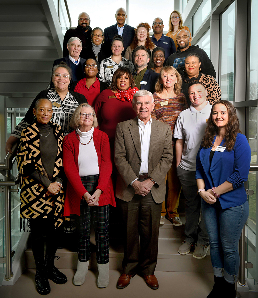 Nonprofit leaders and Virginia Western Community College staff gathered at an outreach breakfast Feb. 8 to hear about the student support services that Virginia Western offers its students. The group also thanked Dr. Robert Sandel (front row in center), President of Virginia Western, for initiating these outreach events in 2022.