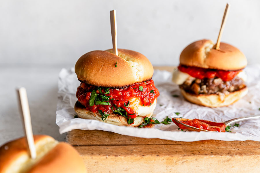 Italian sausage sliders with magical marinara sauce