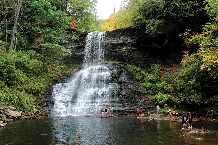 The two-mile walk to the Cascades draws hikes year-round.