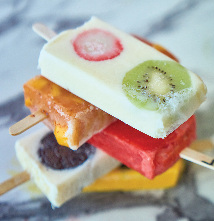 Popular paleta flavors include yogurt with strawberry and kiwi or tropical numbers like pineapple, coconut or soursop.