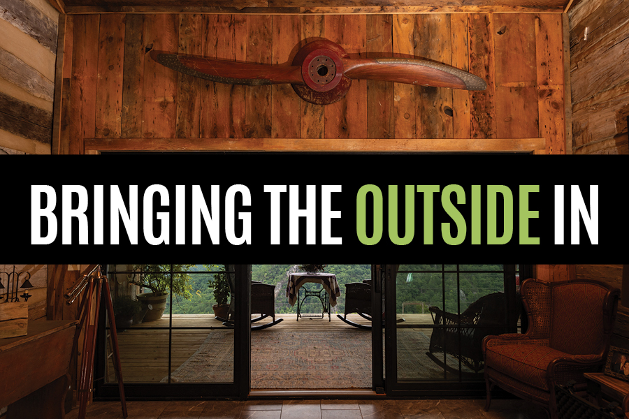 Rustic decorative elements and stunning mountain views abound in this home.