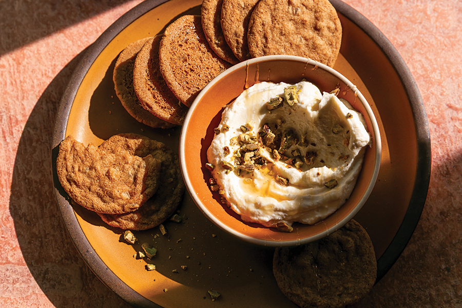 Whipped Ricotta with Hot Honey and Toast Pistachios