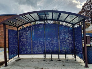 The bus shelters in Melrose and Orange Avenue neighborhoods now also serve as public art.