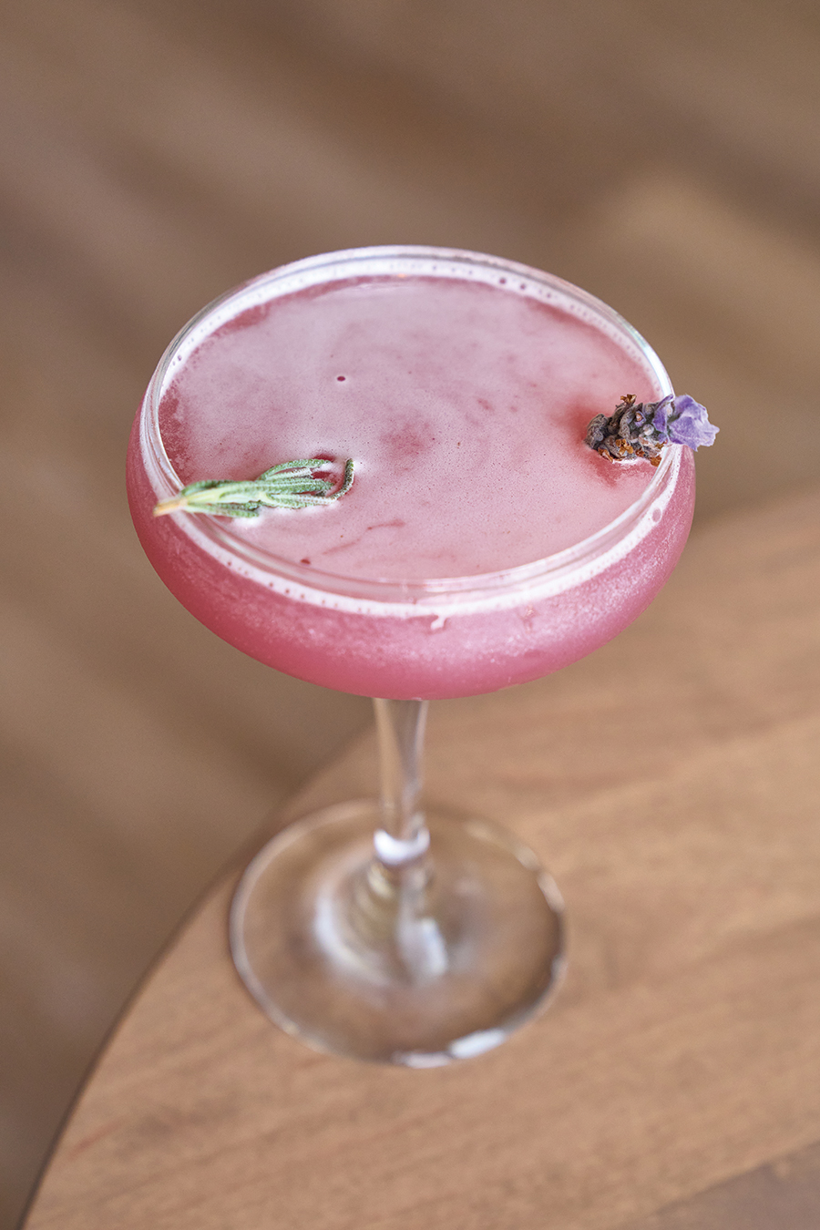 Brady’s gin is featured in this pretty-in-pink drink called The Butterfly Effect.