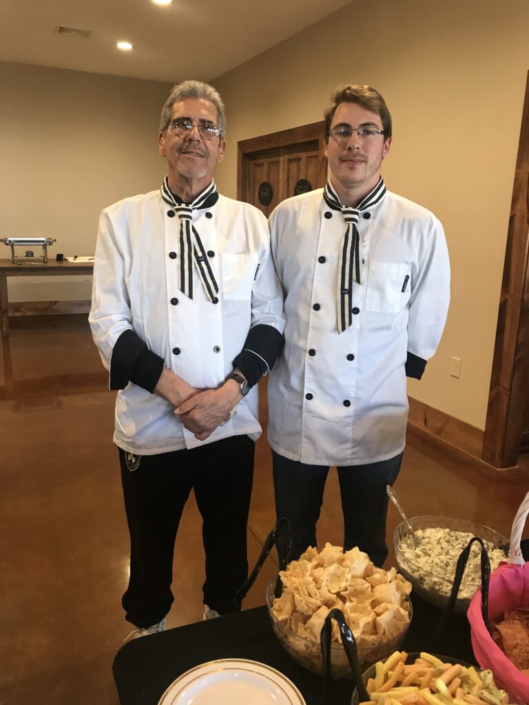 Chef Bede is pictured here with his son, Gabor “Chris” Bede, at a wedding last year. The two cooked side-by-side in the family catering business for years.