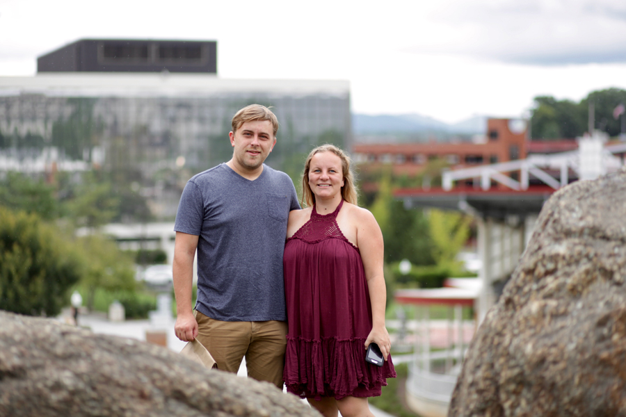 Genya Kalinina (right) with her fiancé, Stan Myshkovskiy (left).