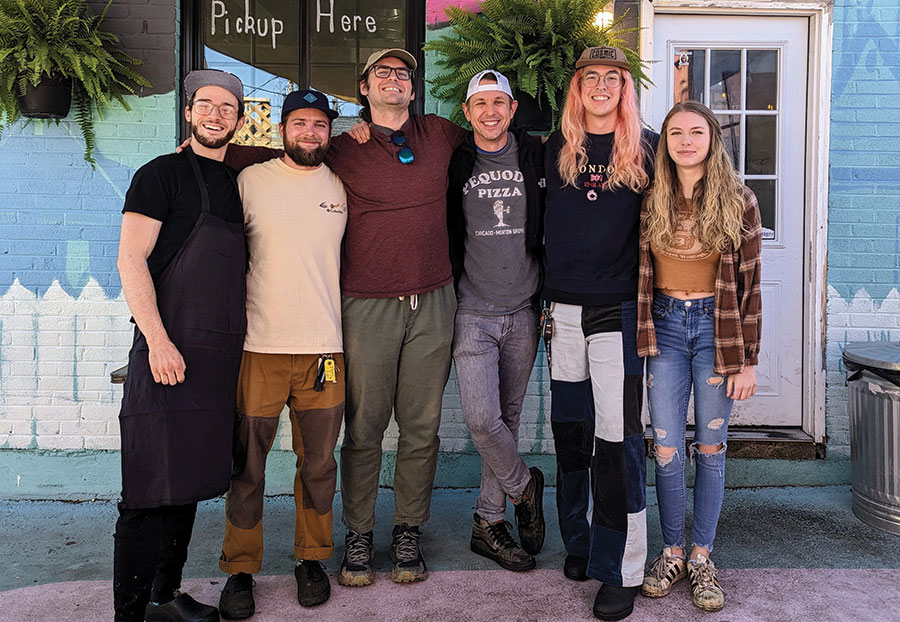 The Food Hut crew, left to right, Atticus Wooden, Lucas Bergmann, Bryan Walsh, Patrick Riley, Lexa Nava, Eden Martin. ©Nicole Salzbach