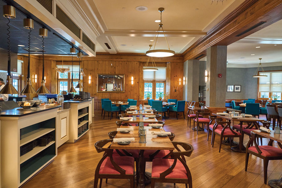 The Pine Room’s renovations included an expanded dining space and pops of color.