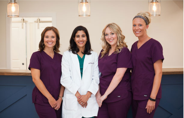 (left to right) Alicia Toppins, RDh, Priya Acharya, DMD, Dawn Graham Thompson, Alyssa Doss