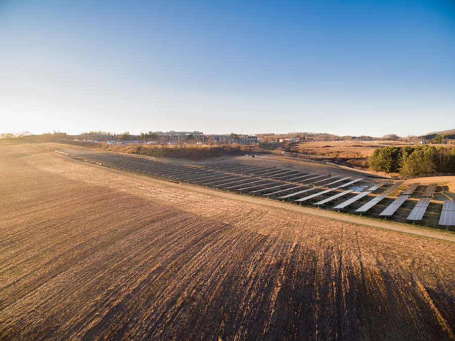 Carilion New River Valley Medical Center’s 4,000-panel solar tracking system provides the healthcare system with energy savings, as well as earnings from the sale of Solar Renewable Energy Credits. Courtesy of Carilion Clinic