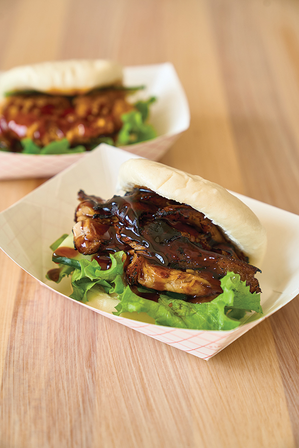 Try a fluffy bao with sandwich fillings like char siu pork belly with a glossy hirata sauce.
