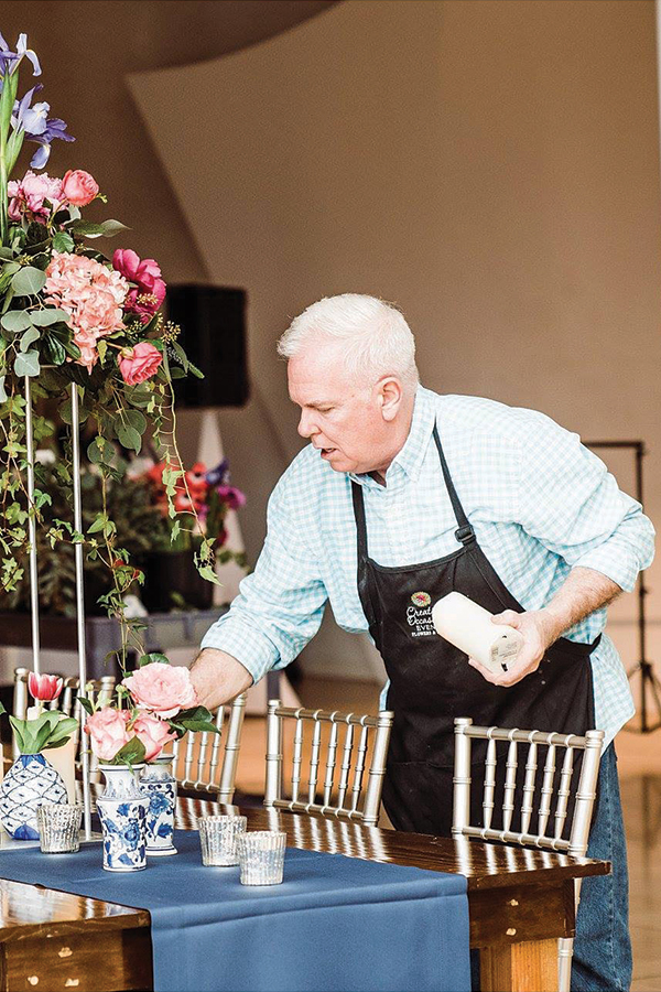 Creative Occasions owner Mark Frye, pictured, sets the stage with gorgeous florals and impeccable details.