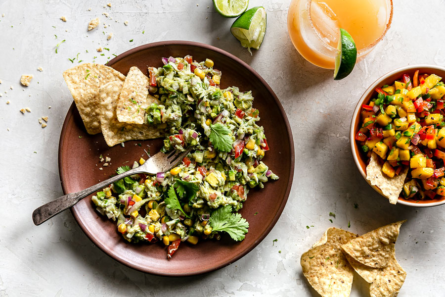 Chile-Lime Crab Salad with Tomato and Avocado with a side of Mango Salsa