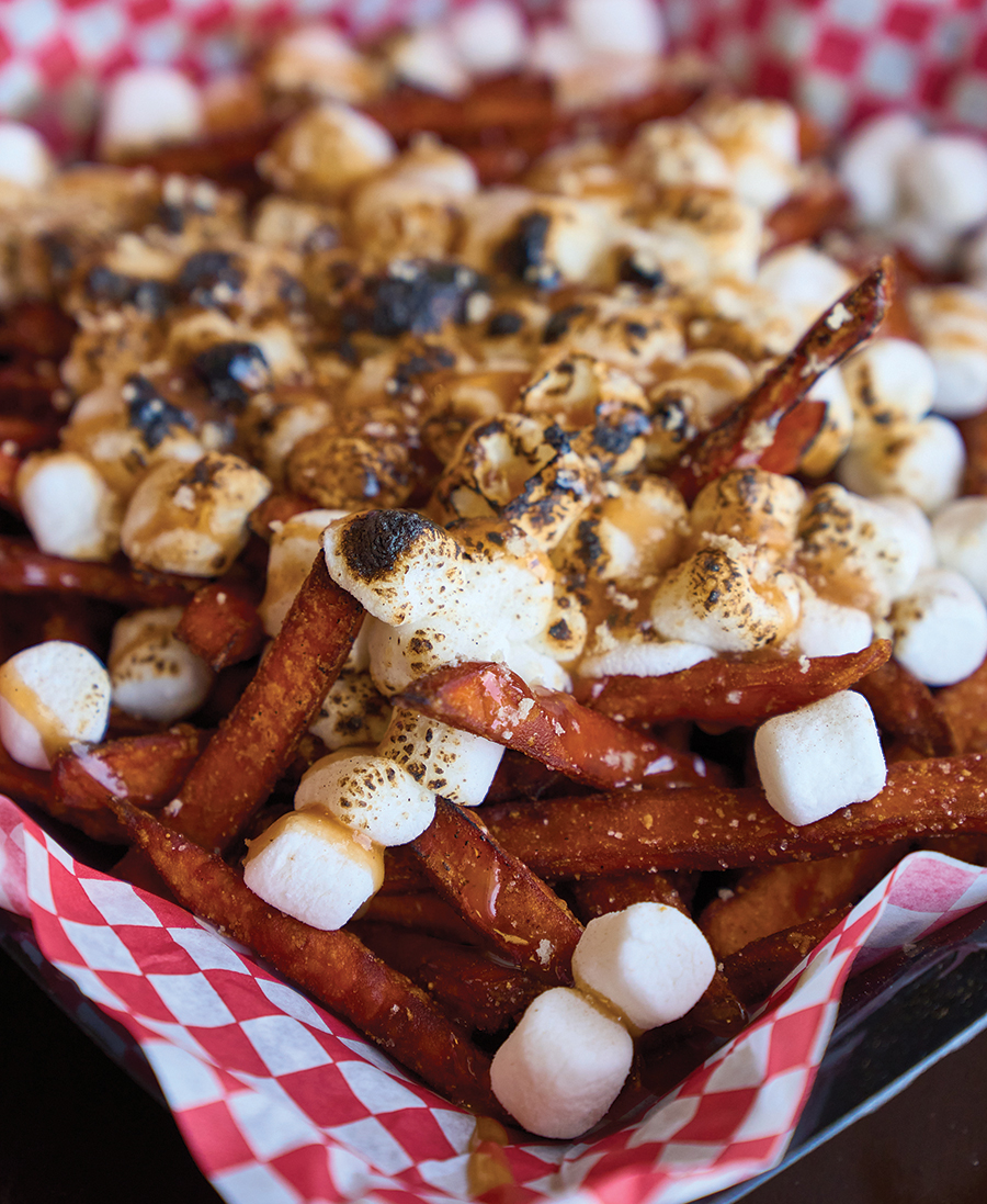 “Stuck on You” features a sweet potato base, topped with butter, sugar, cinnamon, marshmallows, caramel sauce and panko crumbs for a sweet treat.