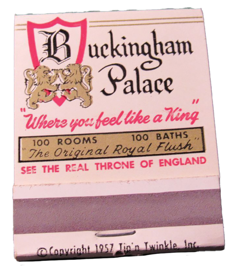 Buckingham Palace matchbook that was produced by Tip N’ Twinkle in 1957.