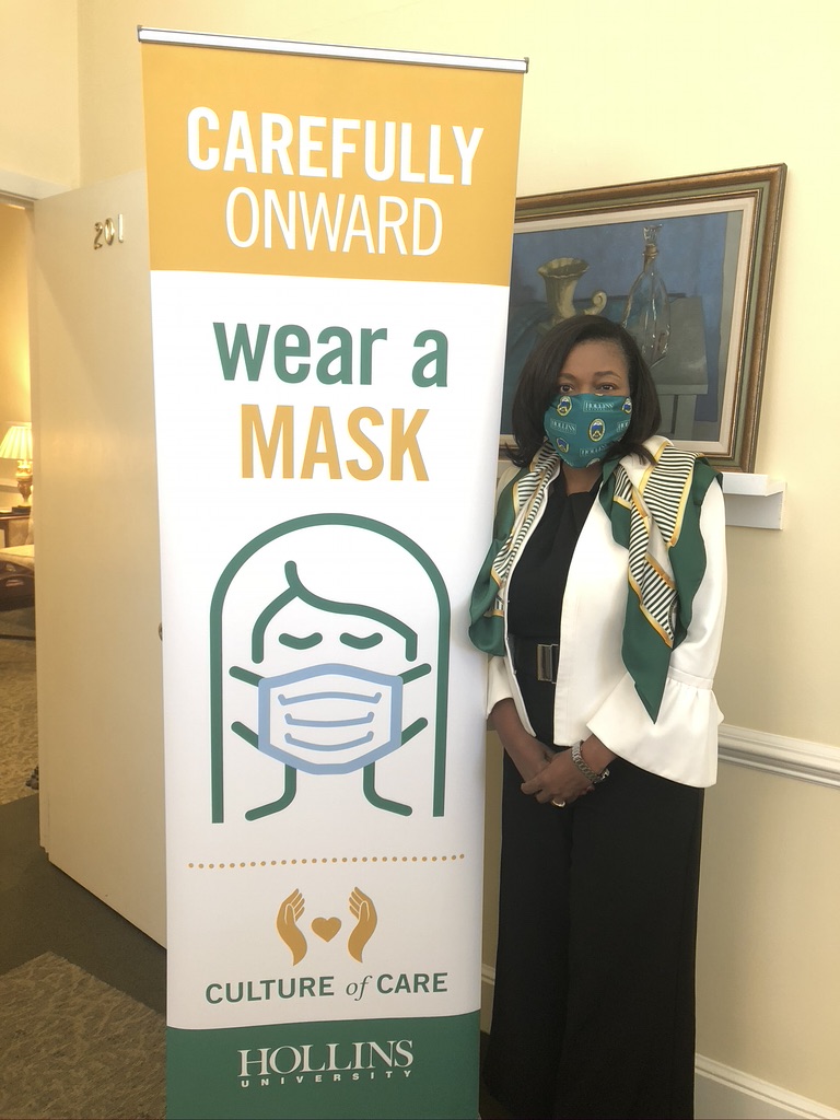 Dr. Mary Hinton leading by example with COVID-19 safety regulations.