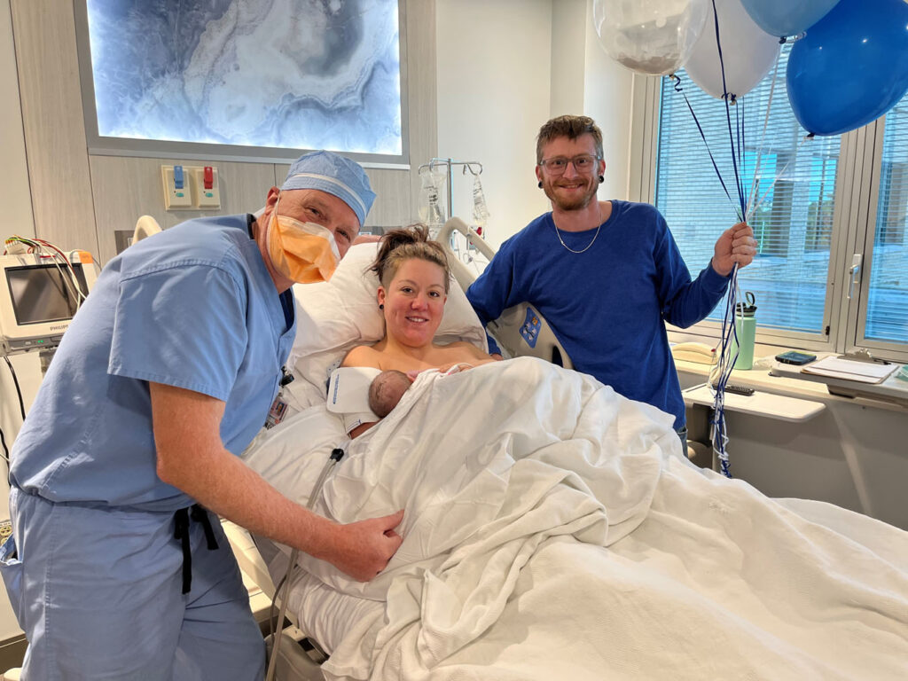 John Harding, MD, an obstetrician gynecologist, delivers 1000th baby at LewisGale Medical Center.