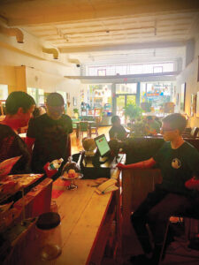 Customers getting ready to enjoy a hearty meal.