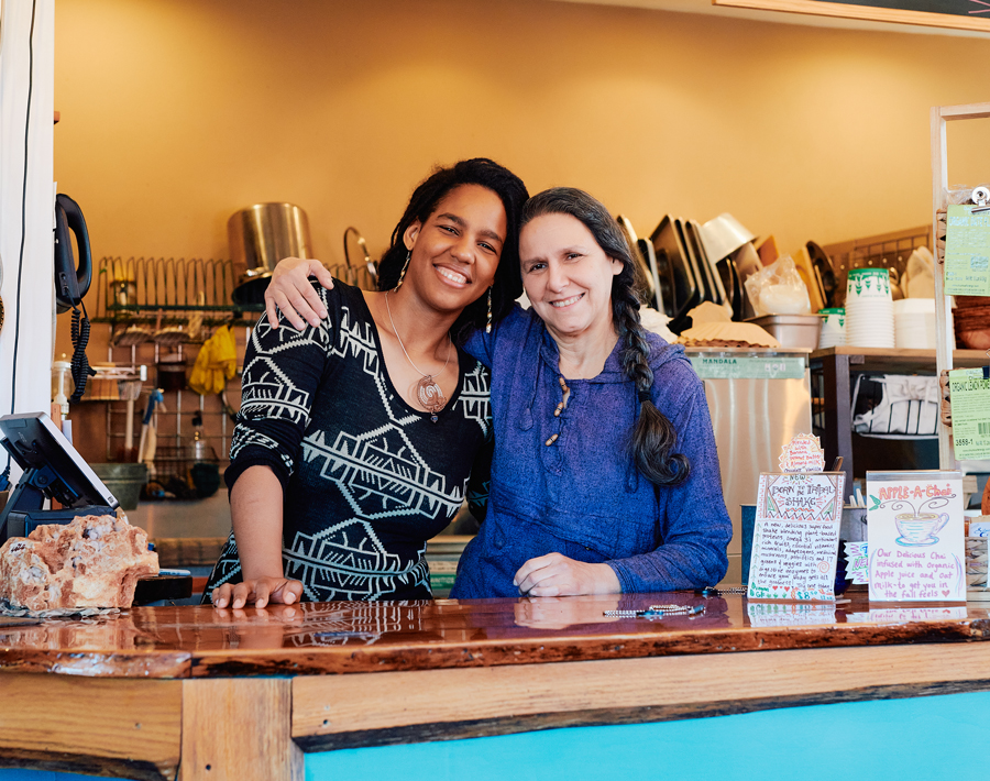 Chantal (right) and Maya Ittah at Garden Song Eco Café