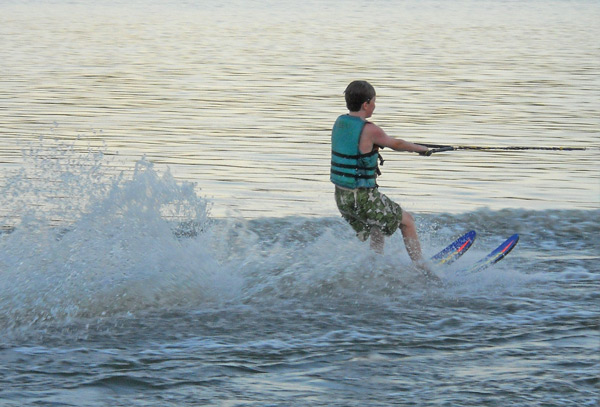 Success! Christian, age 9, becomes an official water skier.