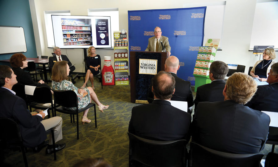 VWCC's David Dantzler announces the new food program.