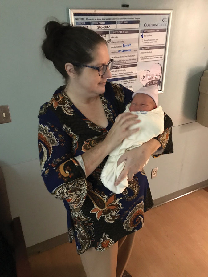 Anna Whetsel Rucker served as doula at the birth of her grandson Sawyer.