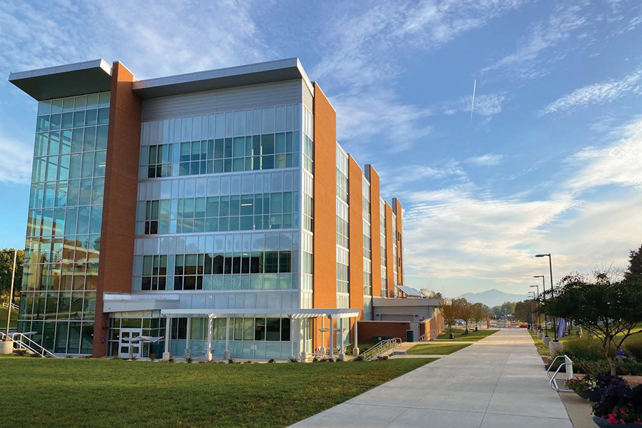 The STEM Building on the campus of Virginia Western Community College has solar preheat of water heaters. Courtesy of Virginia Western Community College