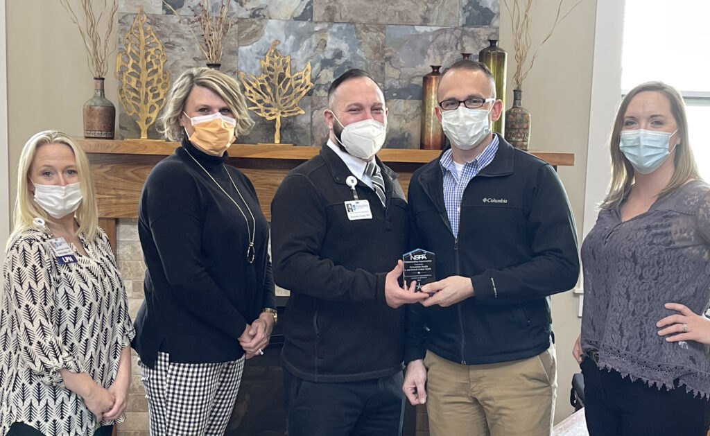 Left to Right: Friendship Assistant Director of Nursing Brandy Hodges, Director of Nursing Stacey Mulkey, Executive Director of Healthcare Services Brandon Evans, NSPA Executive Director Robert Hawkins, NSPA Medically Vulnerable Populations Coordinator Mary Kathryn Alley.