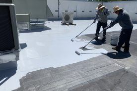 The new fluid applied roof was installed directly over the old roof.
