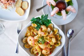 Carlos Brazilian’s Moqueca Nineira and Shrimp Cocktail