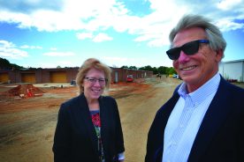 Developer Jim Cherney (right) and executive director of the Williamson Road Area Business Association Valerie Brown (left)