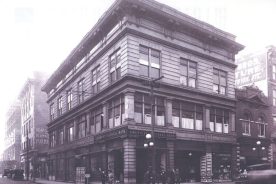 The Tragedy Site: This corner at Campbell Avenue and First (Henry) Street in front of the State and City Building was the site of the 1946 parade tragedy. Image is from the 1920s.