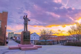 The Martin Luther King Jr. Statue and Bridge is at the end of Henry Street.