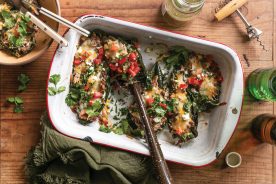 Stuffed Pulled Pork Poblano Peppers with Tomatillo Salsa