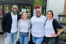 Seed Sow Grow raises money to send to Belize at the Grandin Village Roanoke Co+op. (Pictured, from left: Joshua Friday (JoJo’s husband), JoJo Friday, and volunteers Lynette Ryan and Iliana Sepulveda Aviles.)