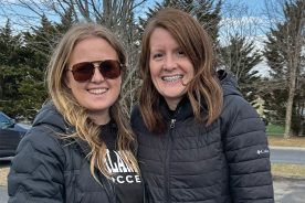 Glenvar Girls Varsity Soccer Coach Kyleigh Drew and Assistant Coach Brooke Layman before a pre-season scrimmage