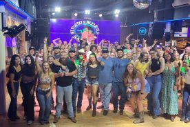 Josh Fugate and Shelby Valade (back, center) with the Thursday night crowd