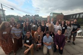 The 2025-26 Fralin Futures STEM-H Scholarship cohort pose for a photo at their August 21, 2025 welcome dinner.